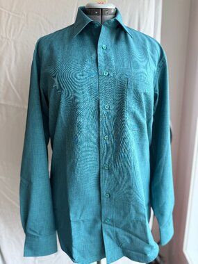 Leo Chevalier Design Teal Men's button-down shirt with long sleeves